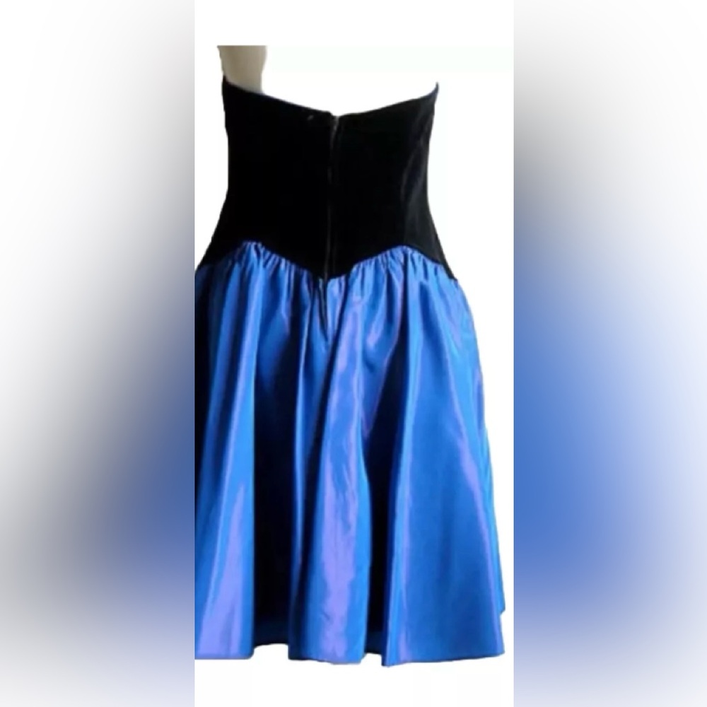 Laura Ashley Vintage Black Velvet & Taffeta Tea Dress Great Britain UK 12, US 10 - Picture 5 of 16
